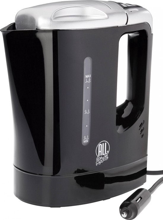 All Ride Waterkoker - voor op reis - 12V - 0.8L - Kunststof - Zwart