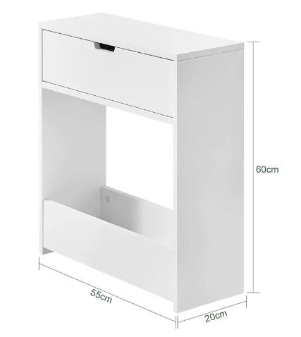 SoBuy Toiletkast met toiletrolhouder - 60x20x55 cm - Max. 20KG - Wit