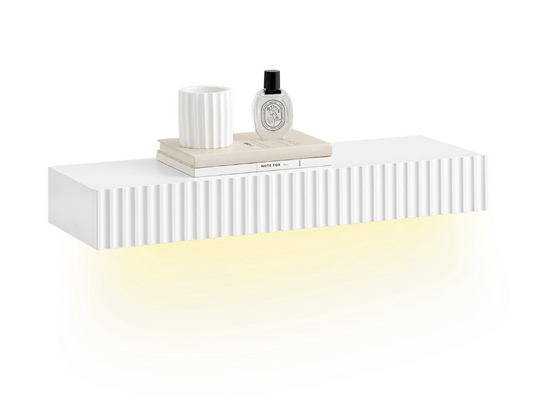 SoBuy Zwevende Wandplank met Lade - Wit - 60 x 20 x 8 cm - LED-Bewegingssensor