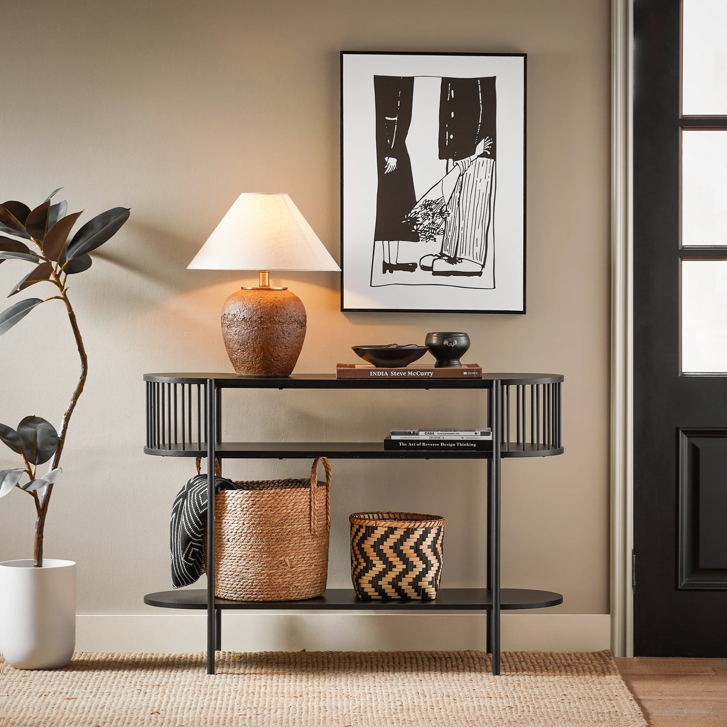 SoBuy Consoletafel – Met 3 Niveaus – max. 75 kg – 110 x 39 x 76 cm – Zwart