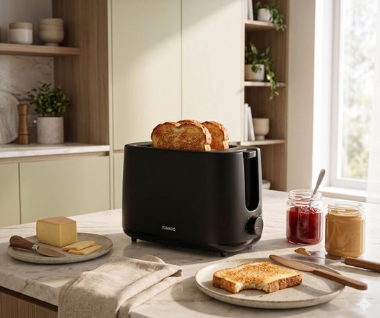 Tomado TBT1000B - Compacte broodrooster - Toaster - 2 lange sleuven - 7 standen - Zwart