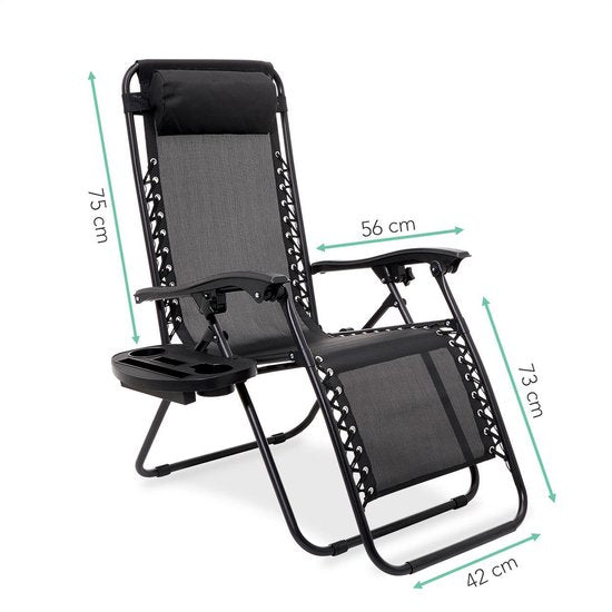 LifeGoods Opvouwbare Tuinstoelen - 2 Stuks - Ligstoel Tuin - 30°-90° Verstelbaar - Metaal - Zwart