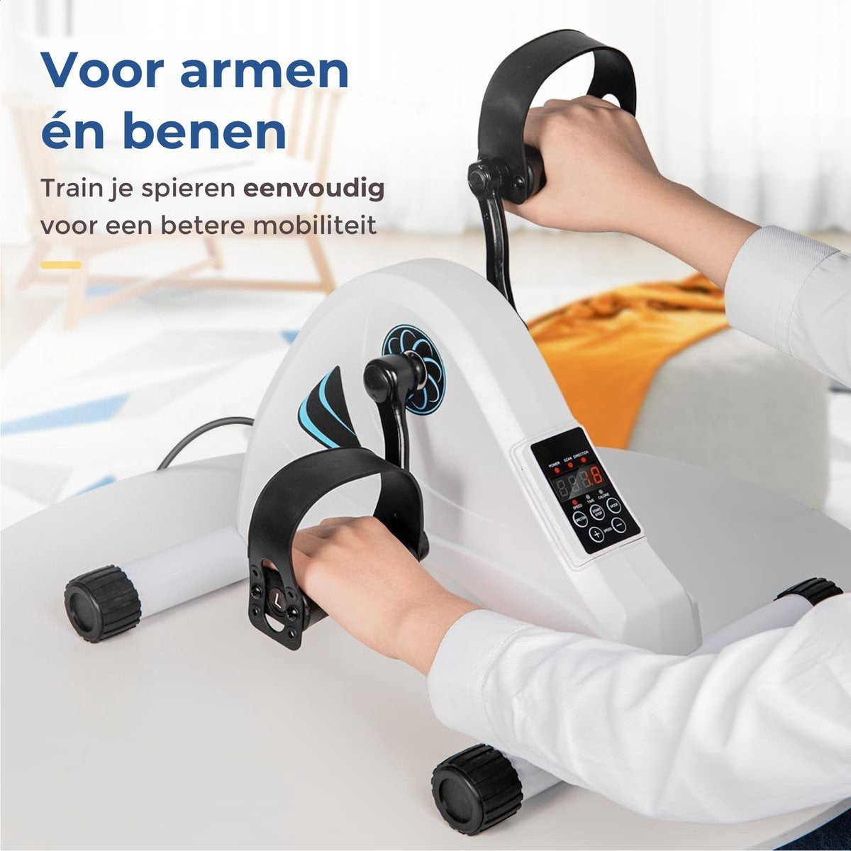 SafeLife Mini Hometrainer – Elektrisch & Verstelbare Weerstand – 26 x 40 x 34 cm – Wit