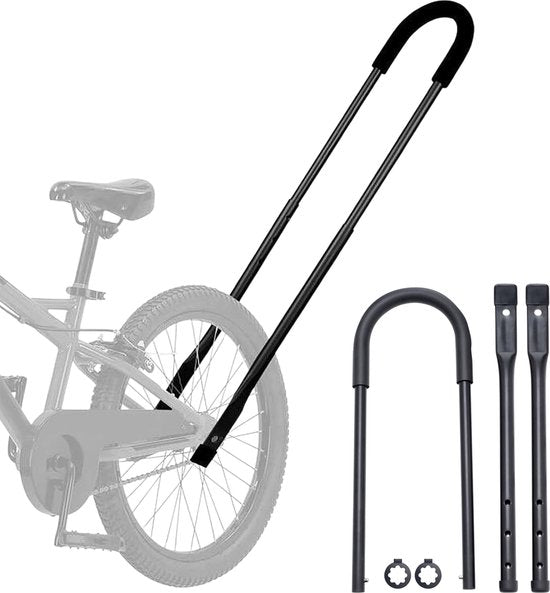 Duwstang voor kinderfiets - Universeel - Zwart - Fietstrainer - Fietsbeugel - Geschikt voor loopfiets, driewieler en peuterfiets