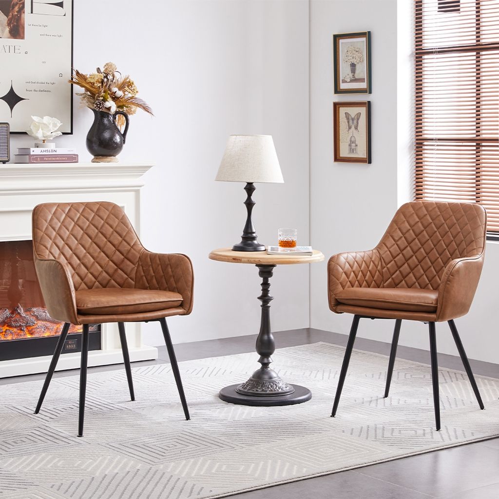 Yaheetech eetkamerstoelen met armleuningen - set van 2 - bruin