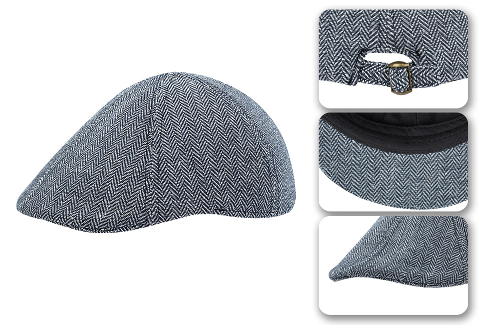 Milanoro Platte Pet in Navy – Tijdloos Visgraatmotief – Warm, Ademend en Stijlvol voor de Winter