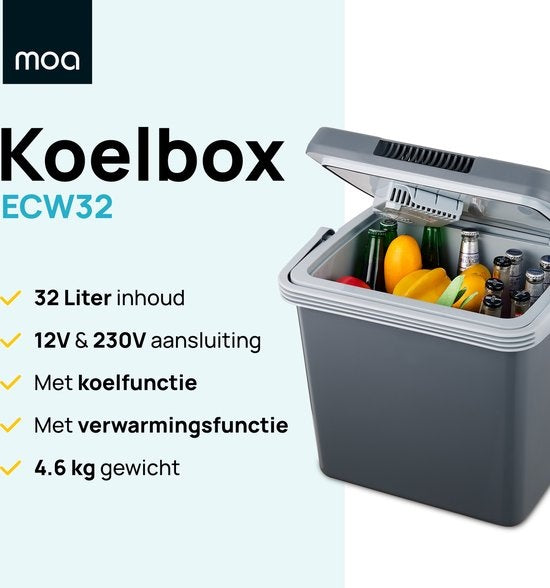 MOA Elektrische Koelbox - Coolbox - Met Verwarmingsfunctie - 12V en 230V - 32Liter - ECW32