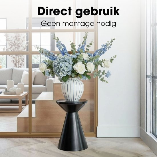Mica Decorations Jim Bijzettafel - Bijzettafel Rond H45 x Ø31 cm - Ijzeren Tafeltje voor Woonkamer of Slaapkamer - Plantentafeltje - Nachtkastje Industrieel - Zwart