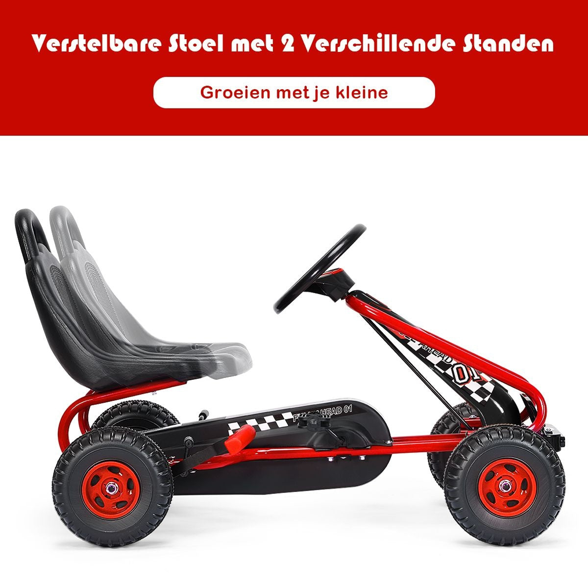 Coast Kart Go Pedaalwagen 30kg Pedaalvoertuig Met Handrem - 3-6 jaar - Rood
