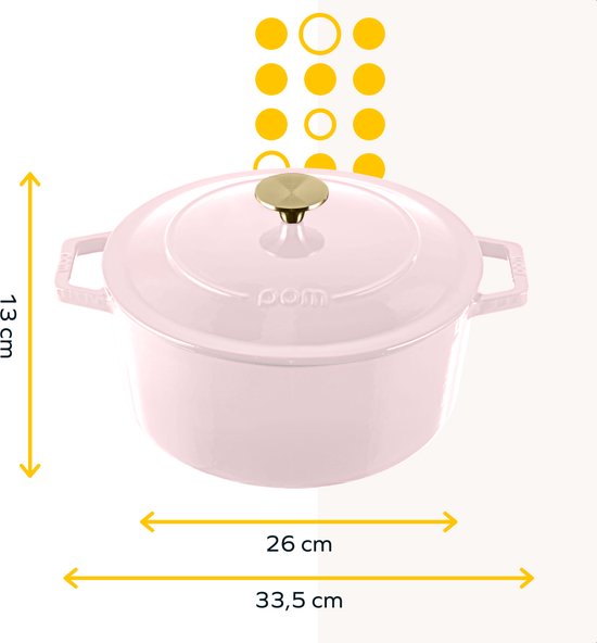 MOA Gietijzeren Braadpan - 5,7L Stoofpot - Voor Alle Warmtebronnen incl. Inductie - Met Deksel - Ø 26cm - Anti-Aanbaklaag - BPA-Vrij - Lila