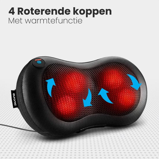 Auronic Shiatsu Massage kussen - Elektrisch Nek en Rug Massage Apparaat - Infrarood Warmte Functie - Nekmassage - Zwart
