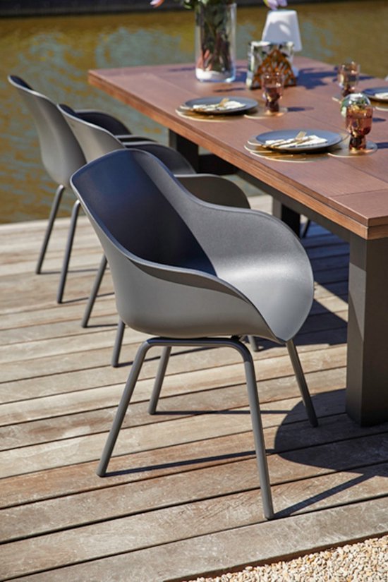 Hartman Sophie elegance tuinstoel - Donkergrijs - set van 2 - donkergrijs rondo onderstel