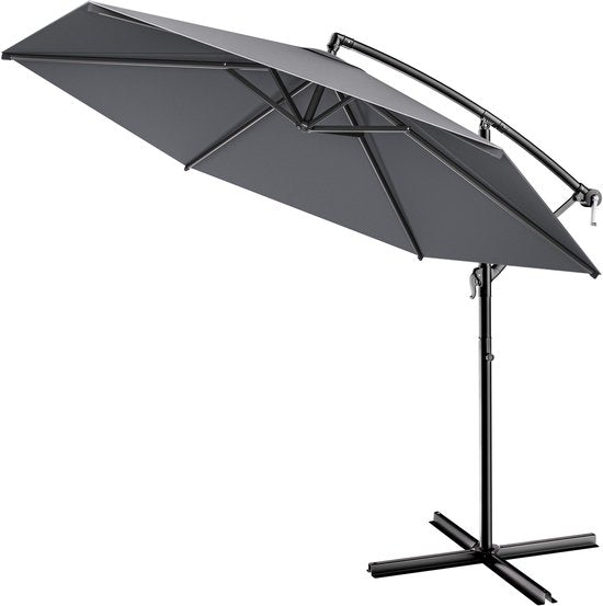Kingsleeve Zweefparasol - Ø300cm UV bescherming 80+ - Antraciet