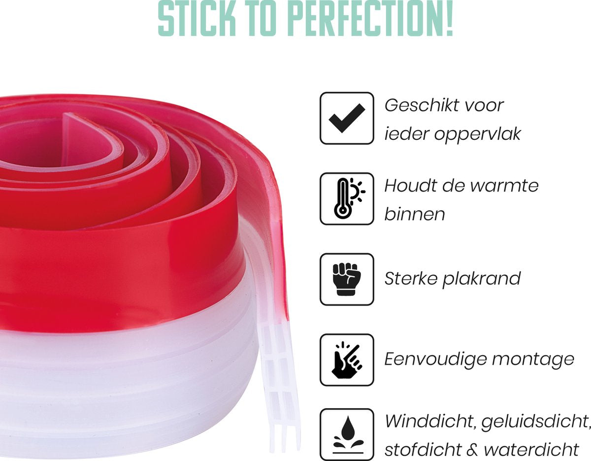 SOLITY® Aanpasbare Tochtstopper - Zelfklevende tochtstrip voor deuren - Transparant - 100 cm x 5 cm