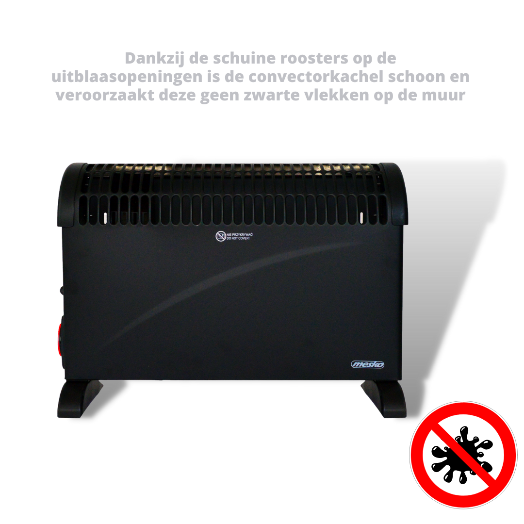 Mesko Elektrische Convector Kachel - Instelbare Thermostaat - 3 Warmtestanden - 2000W - Zwart