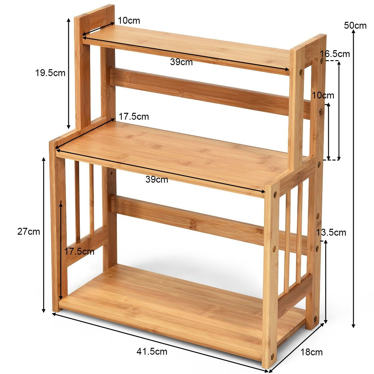 Coast Aanrecht Organizer - Kruidenrek/Opbergrek - 41,5 x 18 x 50 cm - Bruin