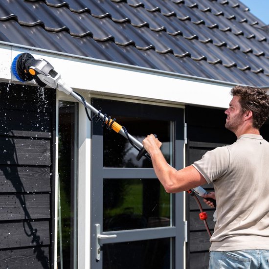 Batavia Accu 18V Twin Brush telescopische reinigingsborstel - Excl. Accu en Oplader - Schrobborstel met telescopische steel - Ergonomisch, waterdicht, verstelbare borstelkop voor moeiteloos reinigen van daken, zonnepanelen en zwembad - Maxxpack
