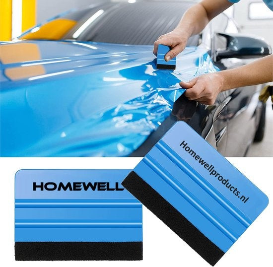 Homewell® Rakel met vilt - Rubberen Squeegee - (voor raamfolie, carwrap, plakfolie, keuken wrappen) 10x7,5cm