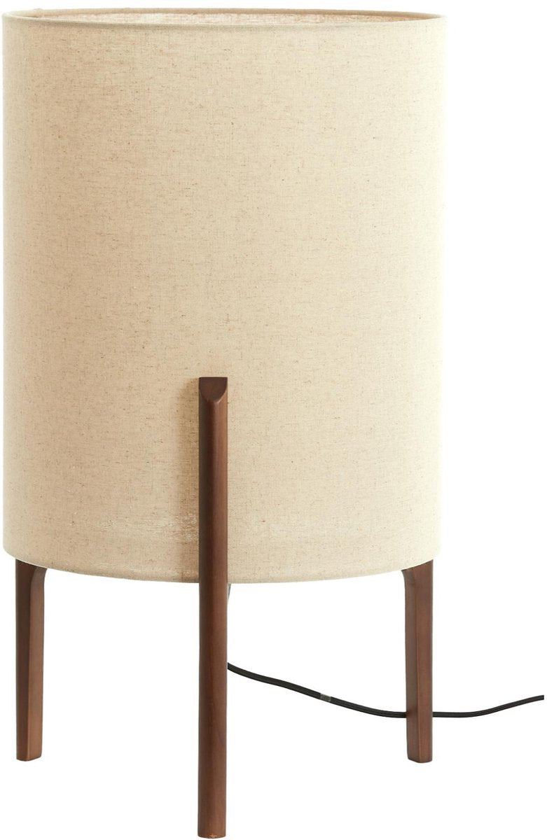 Light & Living Tafellamp Litto - Donkerbruin Hout - Crèmekleurige Stoffen Lampenkap Ø35cm