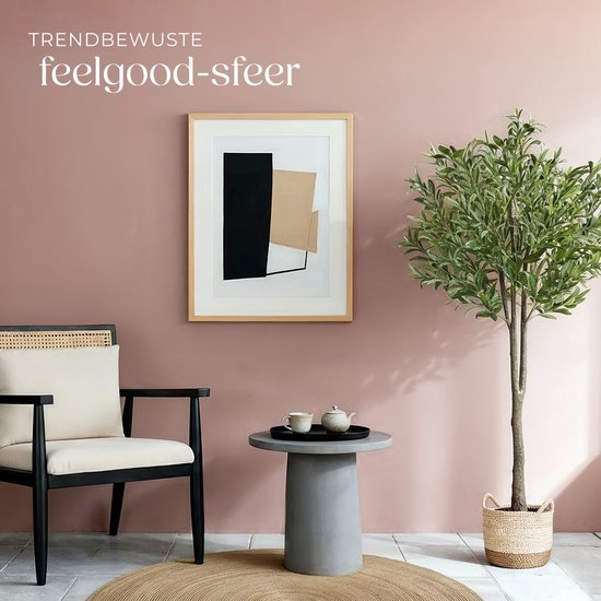 tectake® Kunstmatige Olijfboom Oleand – Mediterrane Kunstplant met Realistische Bladeren en Olijven – Onderhoudsvriendelijk en Veelzijdig – Inclusief Stevige Bloempot – Hoogte: 150 cm