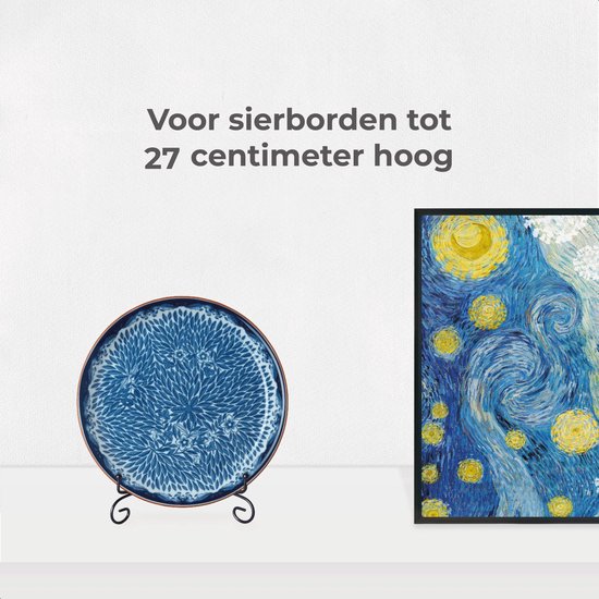 Lucht Bordenstandaard - Groot - Borden en Boeken - Display - Standaard - Houder - Steun - Rek - Hanger - Sierborden - Kookboek - Zwart - Metaal
