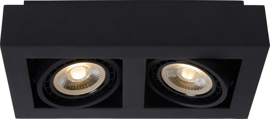 Lucide ZEFIX - Plafondspot (Plafondlamp) - LED Dim to warm - GU10 (ES111) - 2x12W 2200K/3000K - Zwart
