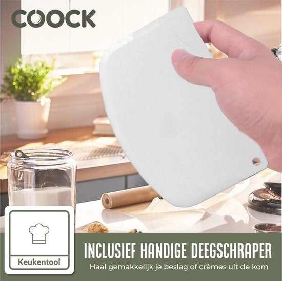 COOCK 4-delig Ronde Springvorm Set - Bakblik Rond - Taartvorm - Bakvorm met Anti Aanbaklaag - Maten 12 tot 28cm - Incl Deegschraper