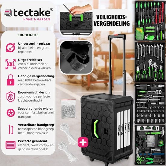 TecTake Gereedschapskoffer 401487 - 200-delig - 4 laden - Trolley
