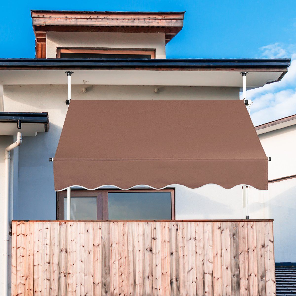 Coast Klemmarkies 150 cm - Uitschuifbaar zonnescherm - Hoogte verstelbaar - UV-bestendig - Koffiebruin