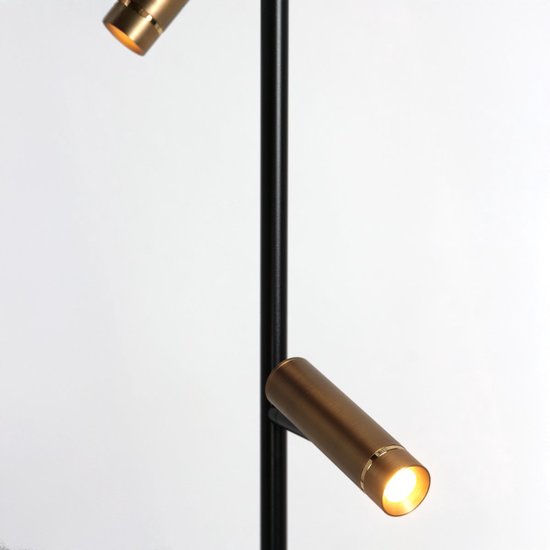 Vloerlamp Lumo 4608BR - Moderne tweelichts leeslamp van metaal met bronzen accenten, 125 cm hoog, draaibaar en kantelbaar, merk Mexlite