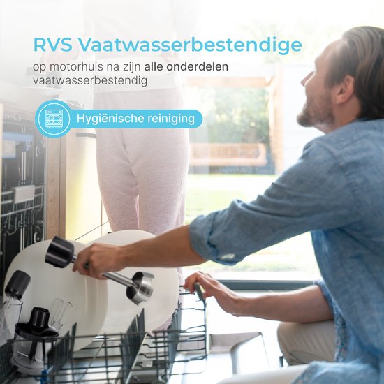 Goodforce 7 delige Staafmixer set – Inclusief Hakmolen, garde, melkopschuimer, klopper & Maatbeker – krachtig & vaatwasserbestendig – 12 snelheden + turbofunctie – 1000W – PFAS-vrij