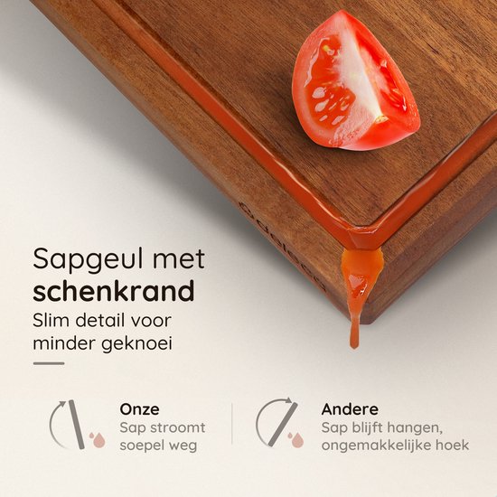 Deleca Walnoot Houten Snijplank - Dubbelzijdig met Sapgeul / Handgrepen - Groot en Dikke Hakblok - Voor Keuken, Duurzame Snijplanken, Serveerplank, Kaasplank, Borrelplank, Tapasplank - Walnoten Hout - Zonder Plastic - 51x38x3.8 cm - 4,32 kg