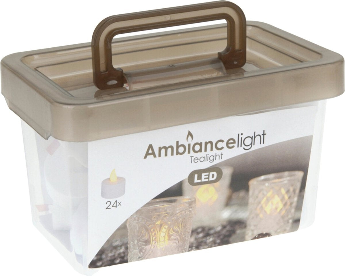 Ambiance light waxinelichtjes/theelichten - 24 stuks - LED - batterijen - kunststof - D3,8 cm