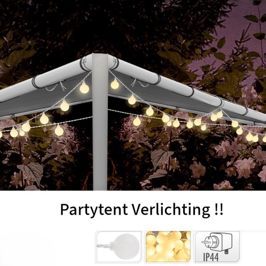 Ceruzo Feestverlichting 16 meter - 80 lampjes - Party Tent - Warm Wit-LED- Buitenverlichting