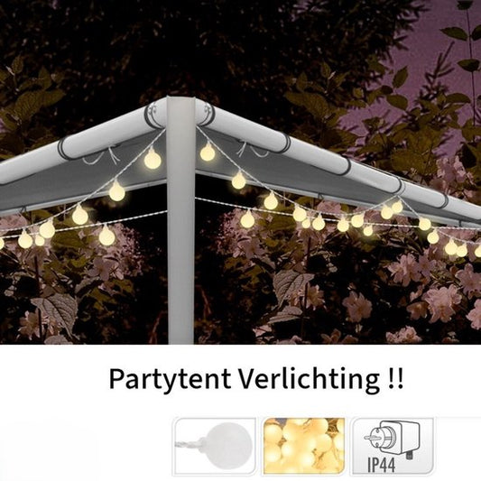 Ceruzo Feestverlichting 16 meter - 80 lampjes - Party Tent - Warm Wit-LED- Buitenverlichting