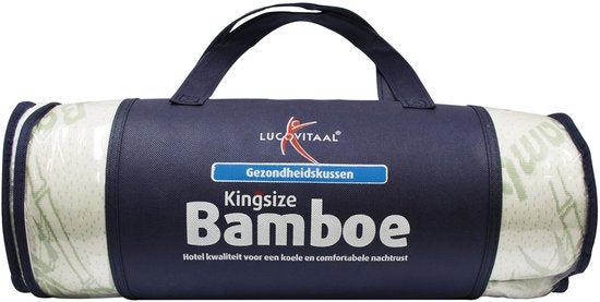 Lucovitaal Kingsize Bamboe Kussen - ademend - antibacterieel - hypoallergeen - 66cm x 50cm x 18cm