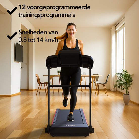 Brixy Loopband - Safety Lock - 1-14 km/u - Inklapbaar - 130 x 66 x 114 cm - Zwart