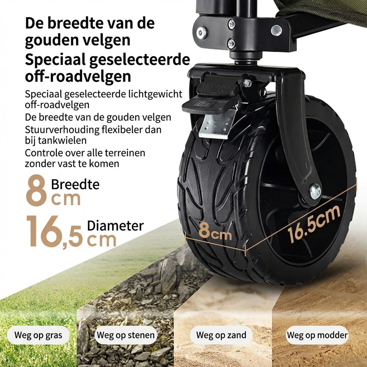 Ochama Opvouwbare Bolderkar - 200 Liter - Terreinwielen met Dubbele Rem - Extra Groot - Groen