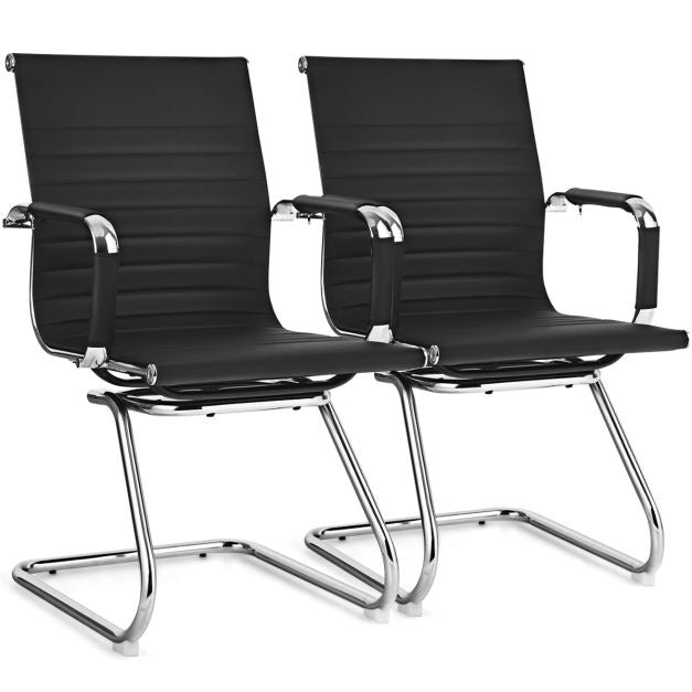 Coast Set van 2 Bureaustoelen - PU Leer - Max. 120 kg - Zwart