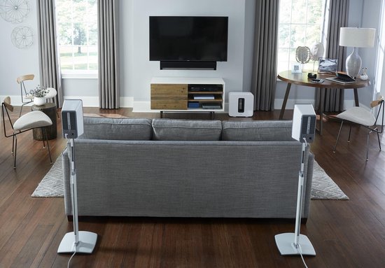 Sanus Verstelbare Vloerstandaard voor Sonos ONE, ONE SL & Play:1&3 - Wit