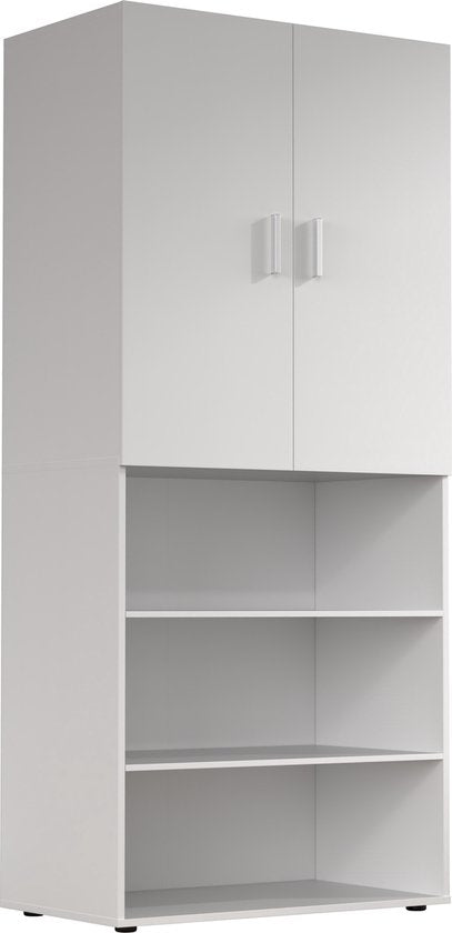 Kledingkast - opbergkast - legplanken - 80 cm breed - wit