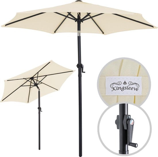 Kingsleeve Parasol 200cm - met Zwengel en Kantelmechanisme - Beige