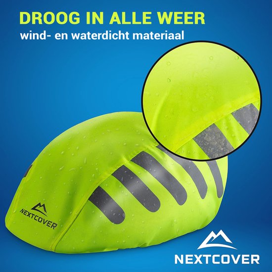 NEXTCOVER® Universele regenhoes voor fietshelmen - 100% wind- en waterdichte helmhoes - Reflecterende fietsregenhoes voor alle helmen - Waterdichte helmhoes met reflecterende veiligheidsmarkeringen