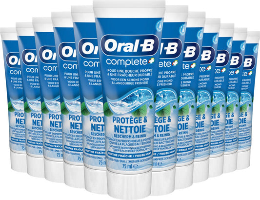 Oral-B Complete Protect & Clean Tandpasta - 12 x 75 ml Voordeelverpakking - Frisse Muntsmaak - Wittere Tanden
