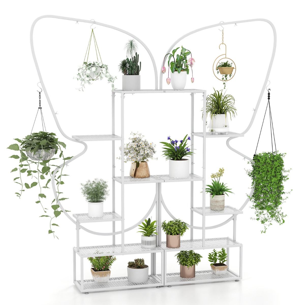 Coast Plantenstandaard met 6 niveaus - vlindervorm - 4 ophanghaken - wit