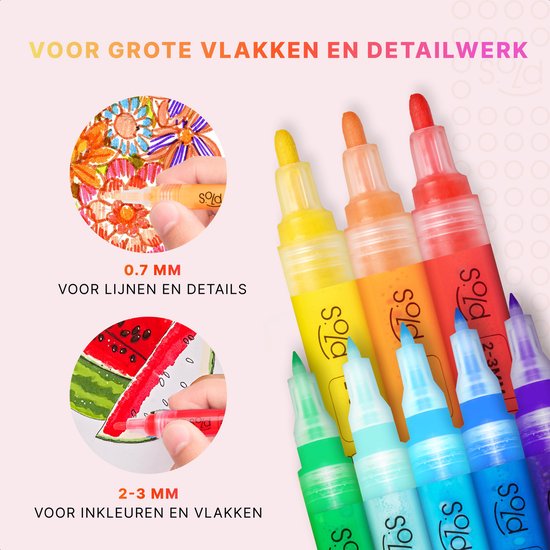 Stiften - Verfstiften - Acrylverf - Acryl stiften - Happy Stones - 35 stuks - 20 Kleuren - 2 maten