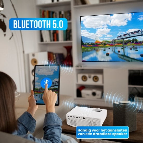 Strex Beamer - 1080P Full HD - 15000 Lumen - Draadloos Streamen - Inclusief Tas/Projectiescherm - WiFi - Bluetooth