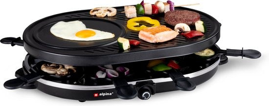Alpina Gourmetstel - Bakplaat - met Pannetjes en Spatels - 1200W - 8 Personen
