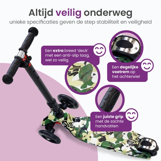 Gofun Kinderstep - Lichtgevende Wielen - Opvouwbaar - Step 3-8 jaar - Verstelbaar - Antislip - 85 x 58 x 23 cm - Zwart