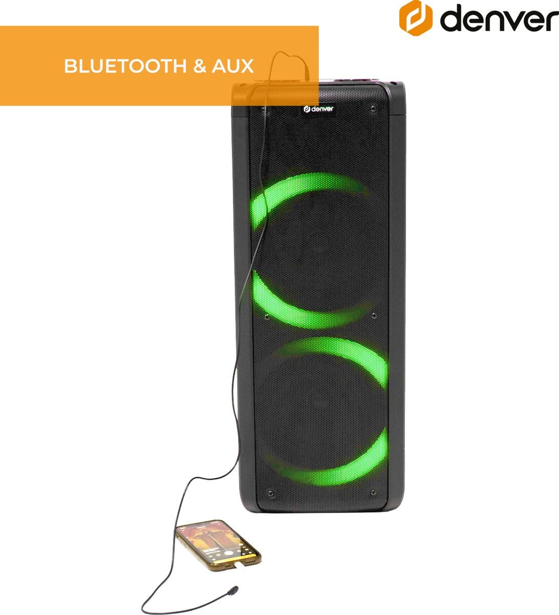 Denver Bluetooth Luidspreker Party Box Disco Verlichting BPS352 Zwart
